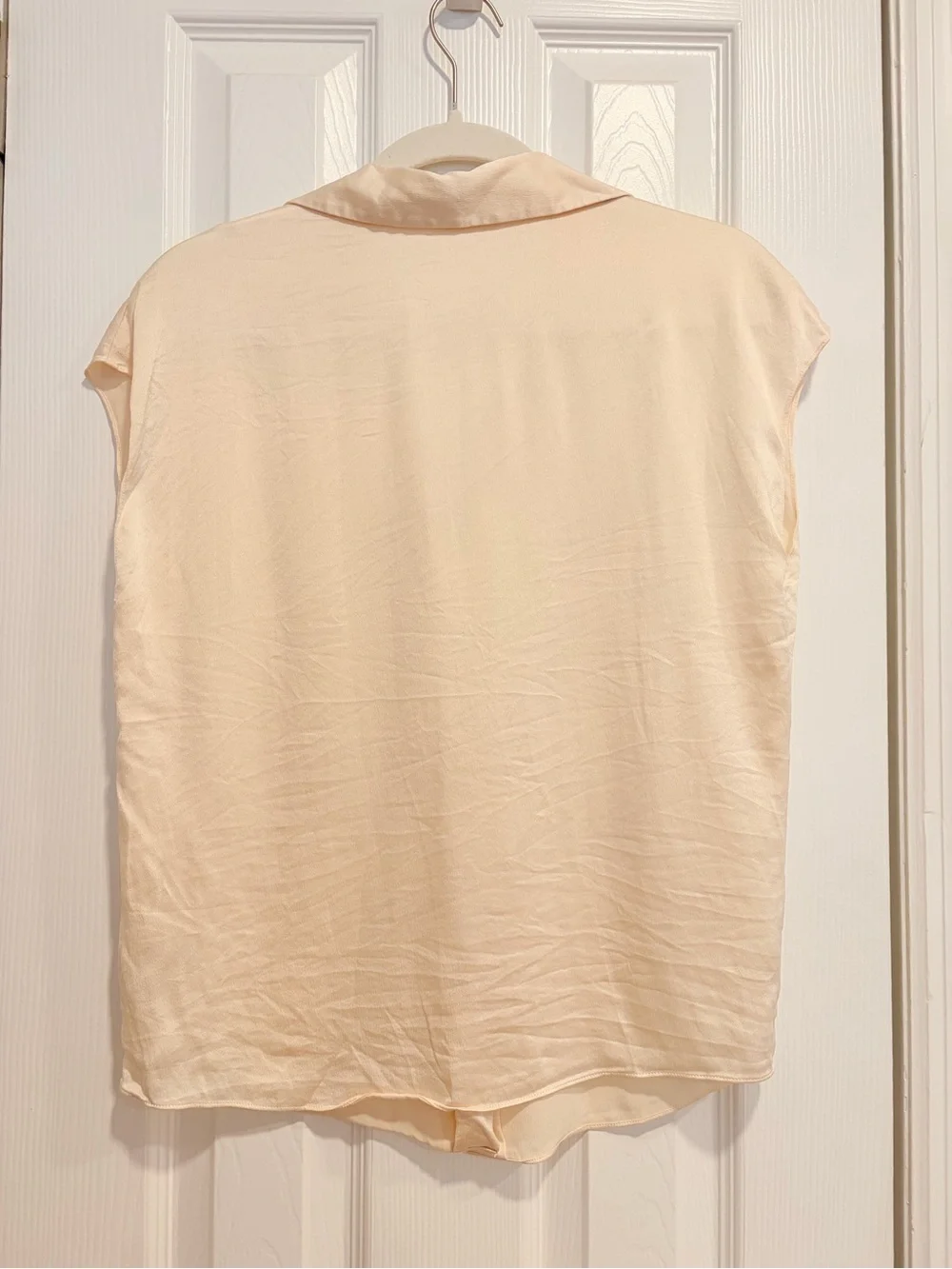 Vince Cream Cap-Sleeve Button Down Silk Shirt Size XS